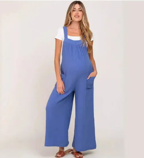 Pantalones premamá de pierna ancha Aura13 Bloom: pantalones de trabajo con cintura ajustable